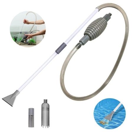 Rengøringspumpe til Akvarium / Pooldammsuger – Manuel Sugedammsuger med Lang Slange til Boblebad