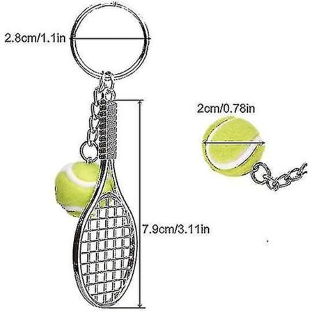 2-pakks nøkkelring med tennisracket, kreativ metallnøkkelring sportsnøkkelring tennisballnøkkelring