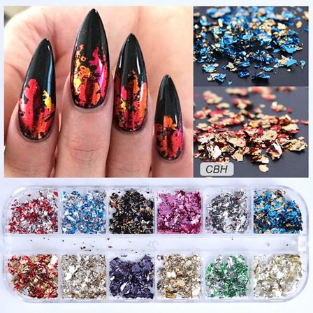 8g Nail Art Glitters Snowflake Paljetter Rainbow Laser Nail