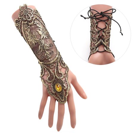 Gotisk Steampunk Blonde Manchet Fingerløs Handske Armvarmer Armbånd A