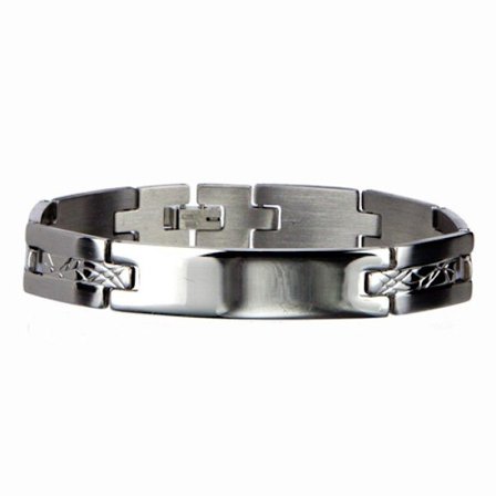 Silver Armband i Rostfritt Stål - Kedja med ID Bricka för Gravyr