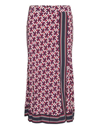 Vis Monogram Midi Skirt Knelangt Skjørt Multi/mønstret Tommy Hilfiger