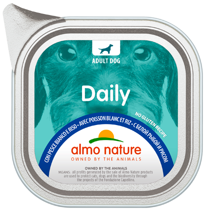 Almo Nature Daily Cibo Umido Pesce Bianco e Riso Cani Adulti