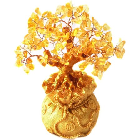 Citrin 18 cm høy Feng Shui trepenger sekk - rikdom og pro