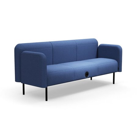 Sofa VARIETY, 3-personers, med USB-stik, stof Pod CS, blå