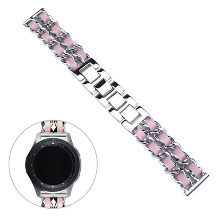 20mm rostfritt stål klockarmband - silver / rosa