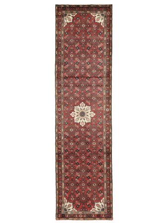 Tapis D'orient Hosseinabad 81X309 De Couloir Rouge Foncé/Marron (Laine, Perse)