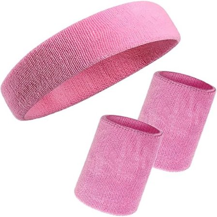 Svettbandsset Handledsband Pannband 3 Delar Handleder Män Kvinnor Svettband Rosa