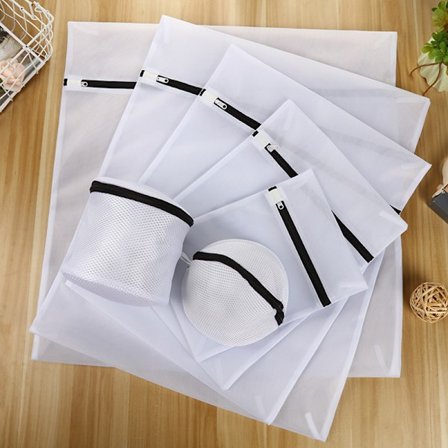 7-pak genanvendelige vaskeposer med lynlås til vaskemaskine Fint net til skjorter, undertøj, strømper og babybeklædning