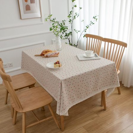 1 st rektangulär bordsduk söt dammtät tvättbar bomullslinne