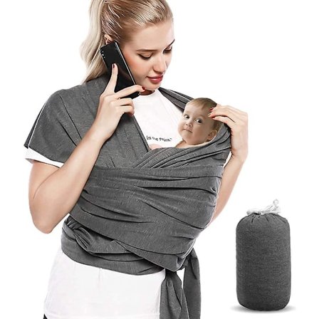 Bärsjal, Baby Carrier Sling, Justerbart Amningstäcke, Babysjal, Perfekt För Nyfödda Bebisar Och Barn Upp Till 16kg (Mörkgrå)