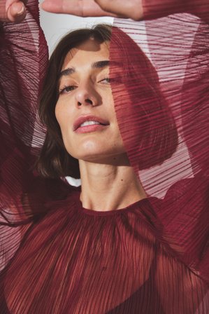 NA-KD Flounce Sleeve Blouse - Bluser - Burgundy - XS