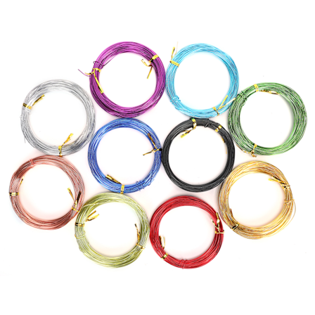 10 Ruller Farget Aluminiumstråd Oksidert Fleksibel Sykkelveving Form DIY Håndverkslaging 1mm