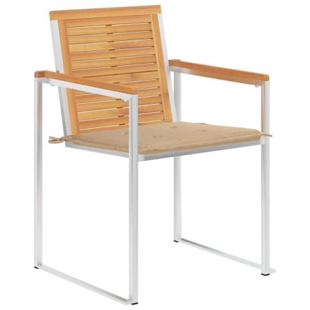 Vidaxl Trädgårdsstolar 6 St Med Dynor Massiv Teak Beige