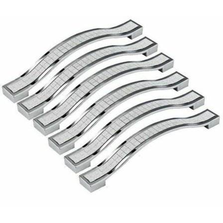 6x 128mm kristalldörrhandtag Dekorativa dörrhandtag Möbelhandtag Skåp Låda Skåp Garderob, silver