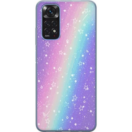 Kompatibelt Mobildeksel til Xiaomi Redmi Note 11S Rainbow-farget pastellbakgrunn med hvite stjerner og gnistrende prikker i myk overgang