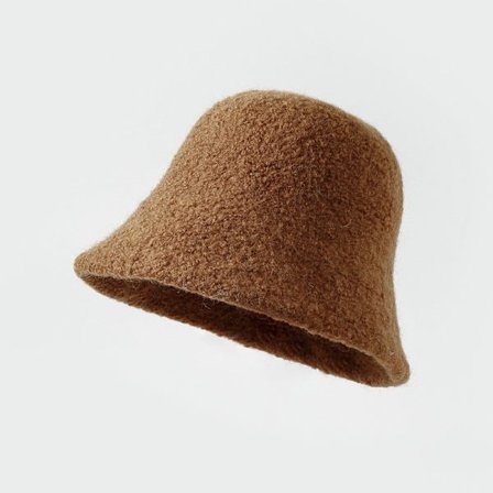 Uld bucket hat, der får dit ansigt til at se mindre ud, elegant og flatterende (brun)
