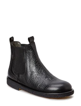 Booties - Flat - With Elastic Snørestøvletter Støvletter Svart ANGULUS