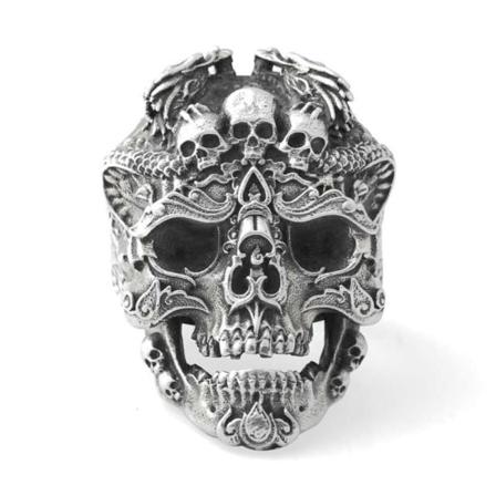 Iso raskas sormus kallo punk rock gootti hopea Silver one size