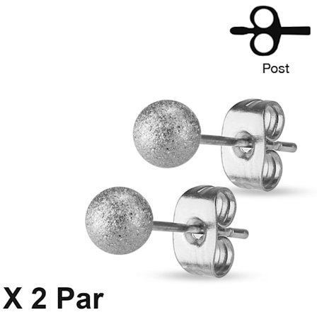 REA___OBS! 2 par Studs med 3 mm Sandblästrade kulor