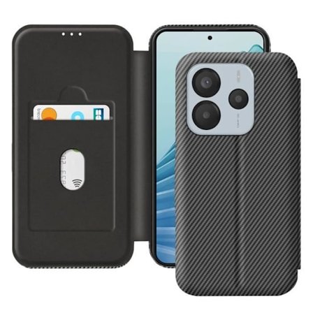 Kolfodral - AVIZAR - Redmi Note 14 5G - Anti-RFID - Videostöd - Svart konstläder