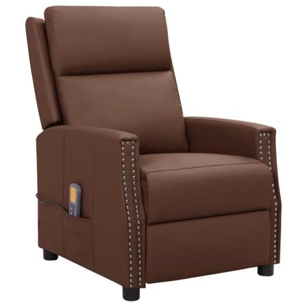 Vidaxl Massagefåtölj Med Uppresningshjälp Brun Konstläder Brun