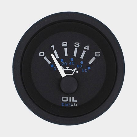 Manómetro de presión de aceite Veethree Black Premier, sin vaho, Ø52 mm, 12 V, VDO, 10 - 180 Ω, negro, 0 - 5 bar