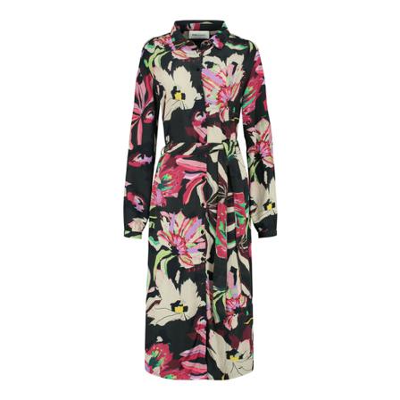 Pom Amsterdam, Kae Flower Blaze Dress Zwart, Dames, Maat:S