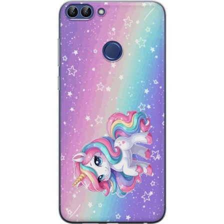 Yhteensopiva Puhelinkuori Huawei P smart Stitch polaroid-kehyksissä sinisillä pastellisävyillä ja suloisilla ilmeillä kollaaseissa sydämillä