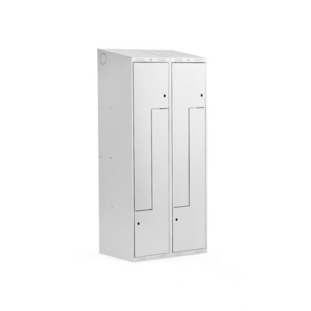 Z-Spind CLASSIC mit Schrägdach, 2 Module/4 Türen, 1900 x 800 x 550 mm, grau