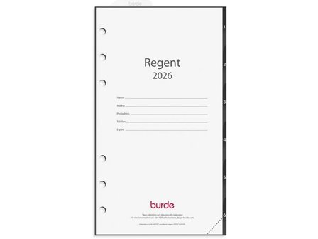 Burde Regent grundsats 2026 - Lyreco - Almanackor och kalendrar - Systemkalendrar - Regent