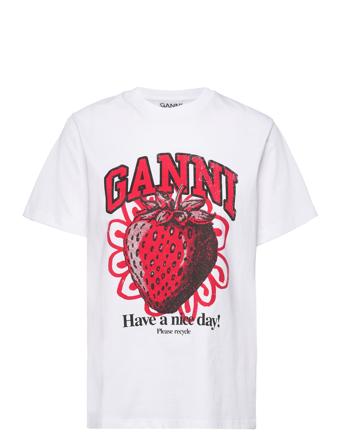 Basic Cotton Jersey T-shirts & Tops Short-sleeved Hvit Ganni*Betinget Tilbud