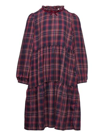 Dress Check Frill Deatil At Ne Dresses & Skirts Dresses Casual Dresses Long-sleeved Casual Dresses Multi/mönstrad Lindex