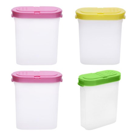 Kryddlåda förvaringslåda för stora och små kryddor, med praktisk shaker, plastförsegling (paket med 4 små)