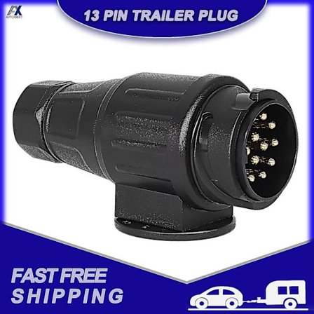 12v 13-pinners tilhengerkontakt, slitesterk 13-polet campingvogn ledningskontakt, slepekrok-kontakt, adapter for bil, lastebil, bobil, tilbehør