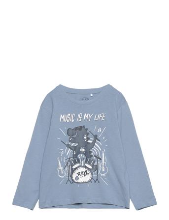 Nmmvagno Ls Loose Top Tops T-shirts Long-sleeved T-Skjorte Blue Name It