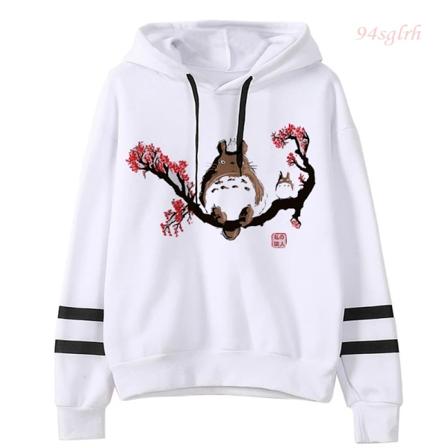 Totoro Kawaii Luvtröja med tecknad printed rolig tröja damer Spirited Away Miyazaki Hayao Sweatshirt Koreansk stil Toppar Dam 2 M