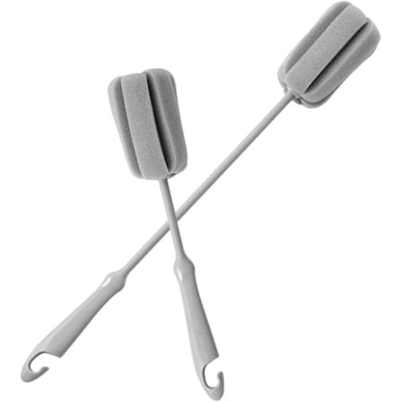 Diskborste Svamp 2-pack Långt Handtag Flaskborste för Vin Mjölk Vatten Koppar Pp Svamp Lättvikt och Återanvändbar