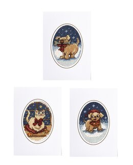 Stickpackung Weihnachtskarte Tiere 3-er Pack