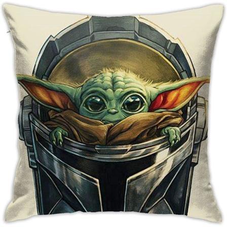 Mode och hållbart Baby Yoda Örngott Dubbelsidigt tryck Cover Maskintvättbart för soffa 18"x18"