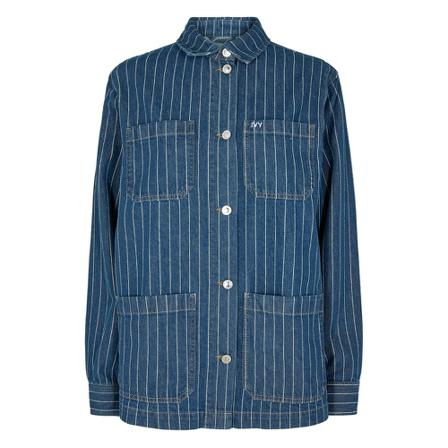 IVY Copenhagen IVY-Brooke Worker Jacket Wash Stunning Denim Stripe , Blauw , Dames , Maat: 2XL