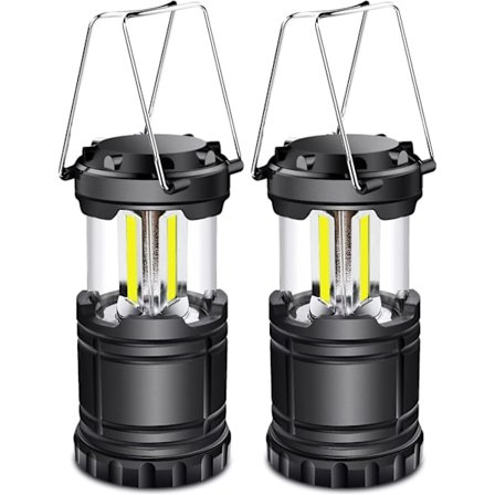 Batteridriven Vikbar Bärbar LED-lampa, Nödlampa med Vikbar Krok för Vandring, Camping, Strömavbrott, Svart