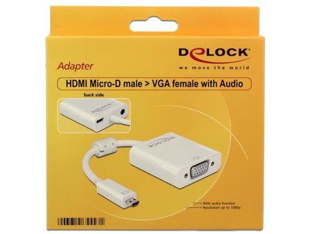 Delock Adapter HDMI Micro-D male > VGA female with Audio - VGA-adapter - 17 cm