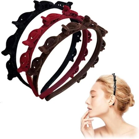 3 Hårbånd med klemme - Tiara - Dobbeltlags Twist Flet Hårbånd/Hårbøjle/Tiara med Klemmer - Tiara med Hårnål - Hårtilbehør ...