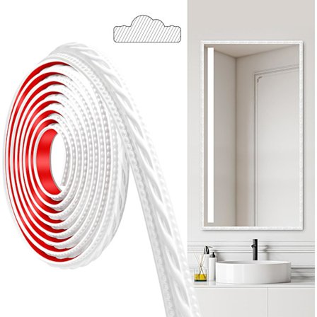 PVC Lister, 300 cm × 2 cm, självhäftande, för tak, vägglister för väggkanter, spegelramar, tak, golvlister, skåp (vit)