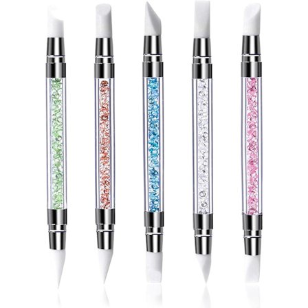 5 stk. Silikone Neglekunst Pensel, Dobbelthovedet Manicure Udskæringspen, Neglekunst DIY Dekorationsværktøj Neglelak Pensel Dotting Salon Værktøjssæt