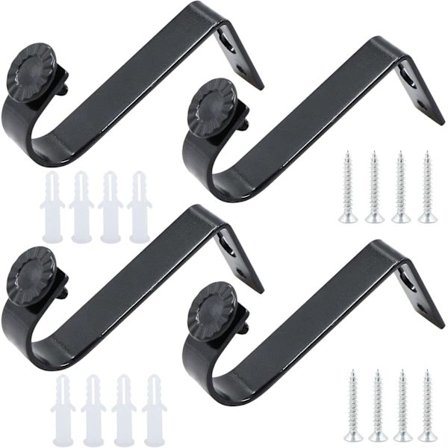 Sarja, jossa 4 kattokiinnikettä verhotankoihin - Musta - Halkaisija alle 22 mm