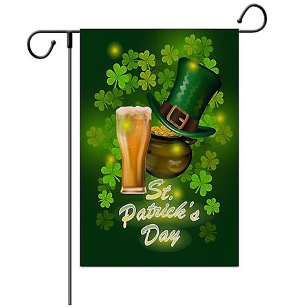 Sankt Patricks Dag Havebanner, Irsk Festival, Med Øl, Guldmønter, Hat Dekoreret Havebanner, Høj Kvalitet Og Vejrbestandig 30*45cm