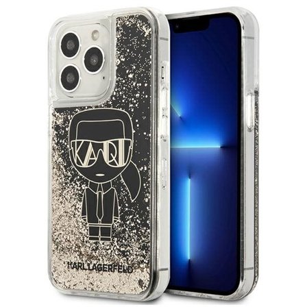 Karl Lagerfeld Gatsby-etui med flydende glitter til iPhone 13 Pro / iPhone 13 - Sort