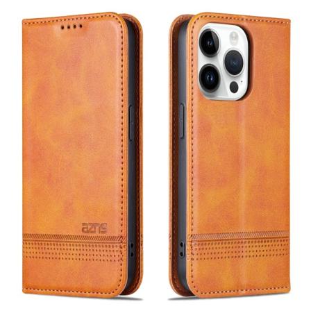 iPhone 15 pro max - Magnetisk PU L der med 3 kortfack Brown